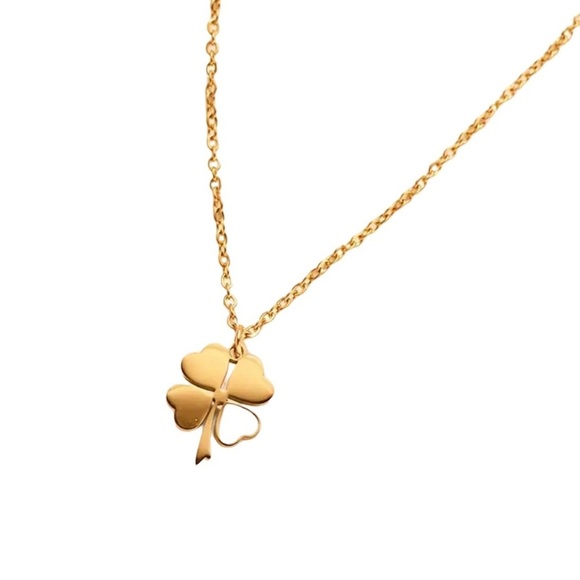 Pink & White Heart Four-Leaf Clover Pendant Necklace in Gold Bundle - Picture 6 of 9